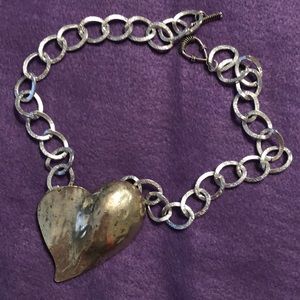Hammered heart necklace.Handmade